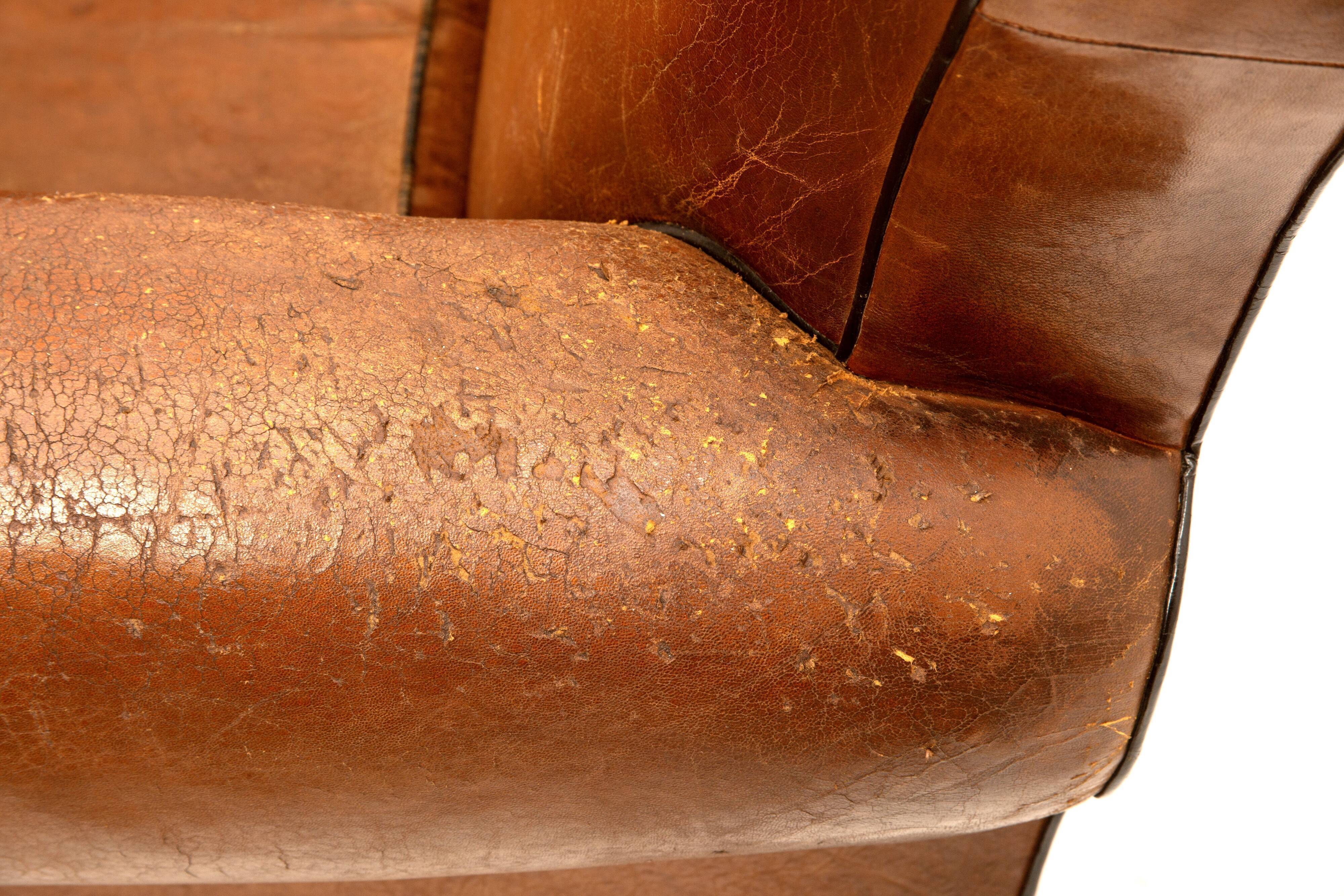 Fauteuil club cuir moustache