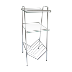 Étagère sellette chrome et verre