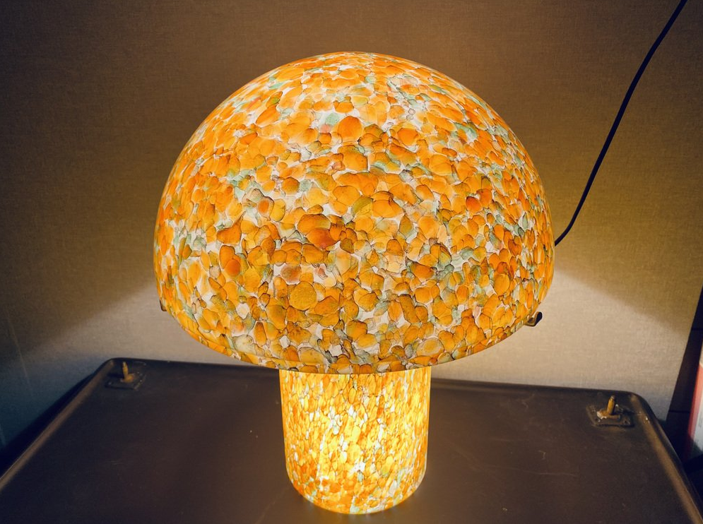 Orange mushroom lamp from Peill and Putzler, 1970s