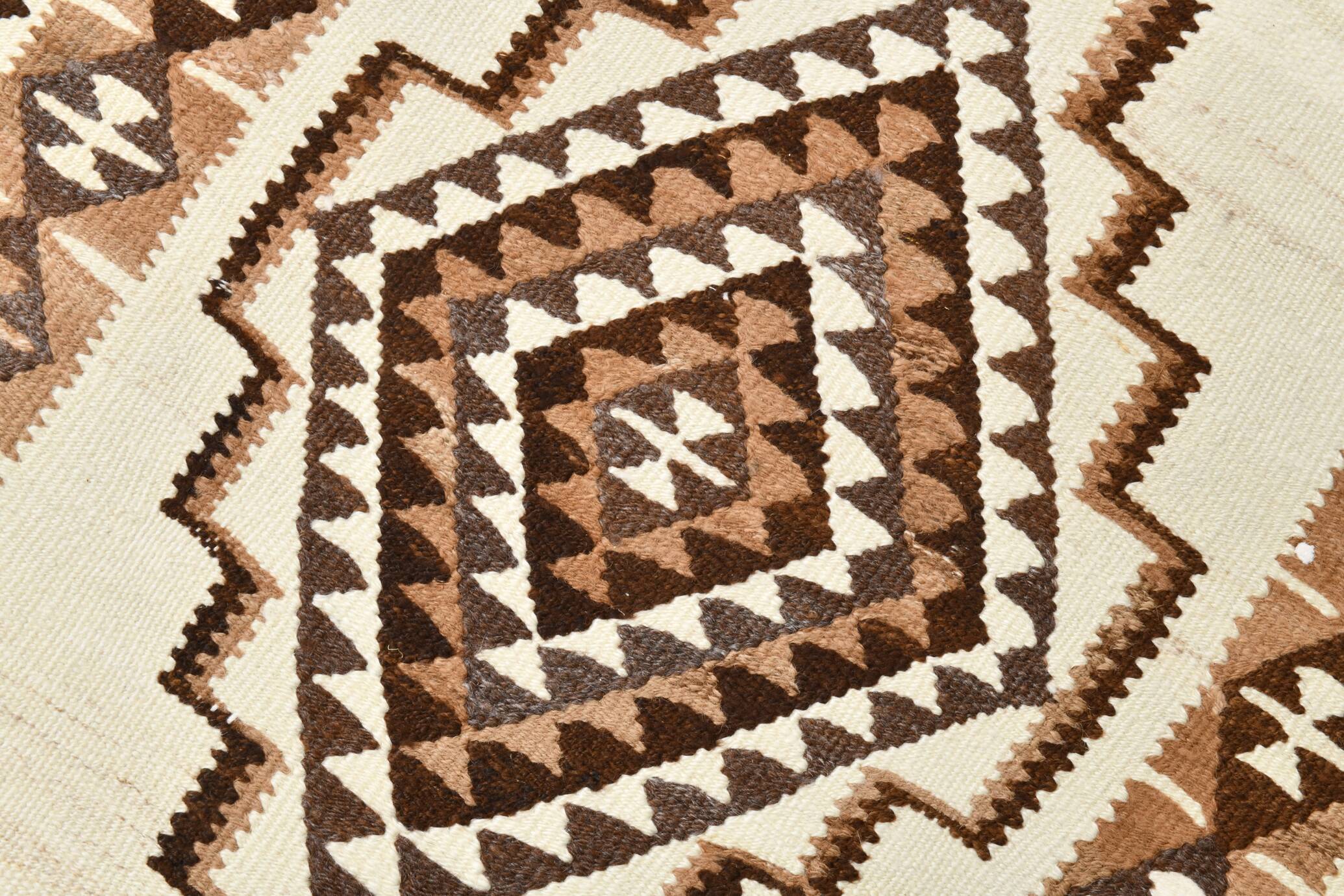 Tapis Kilim marron et crème 3x8, 86x252 cm
