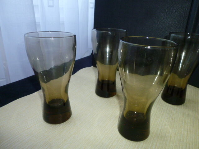 Set de 6 verres de table forme scandinave brun fumé