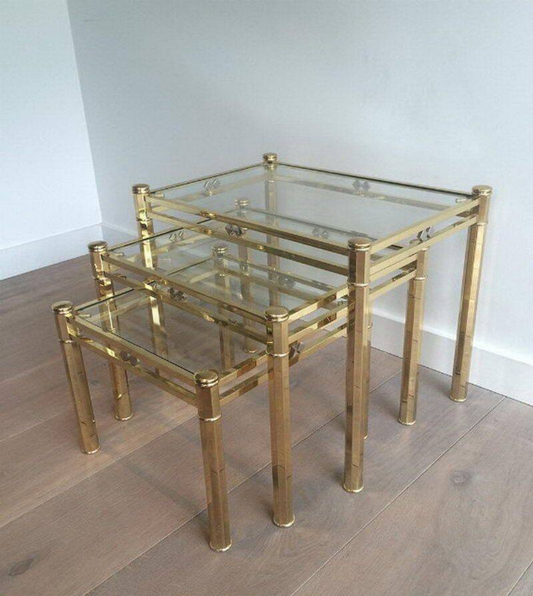 Set of 3 nesting brass tables