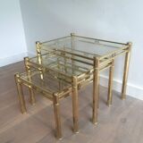 Set of 3 nesting brass tables