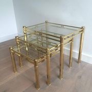 Set of 3 nesting brass tables