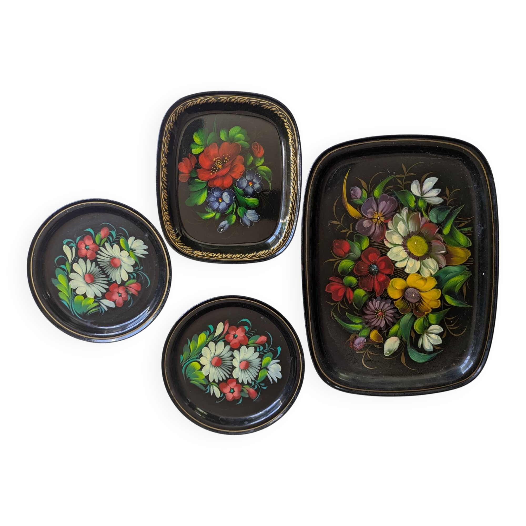 Set of antique Russian trays/Russian artisan USSR