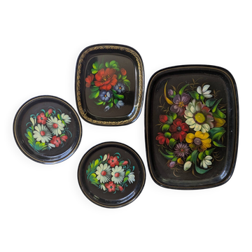 Set of antique Russian trays/Russian artisan USSR