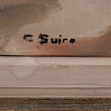 Oil on canvas by C. Suire bouquet of flowers 20th cerus frame