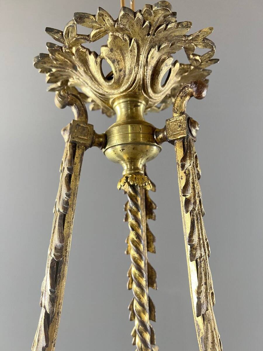 Louis XV style chandelier in bronze and glass, 19th century