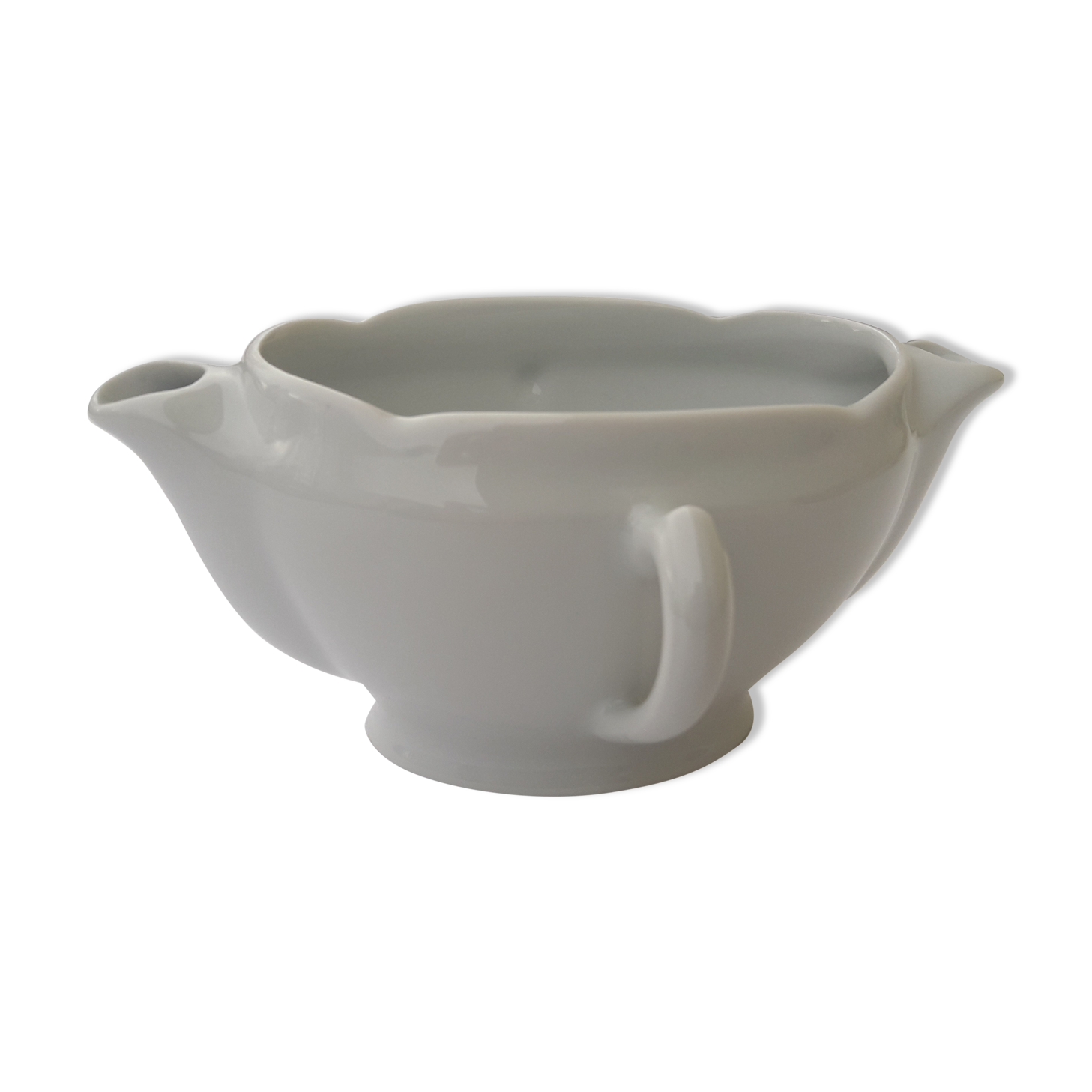 Lean fat saucière in white earthenware