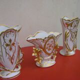 trio of old Paris porcelain vases