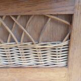 commode pieds compas, osier, vintage