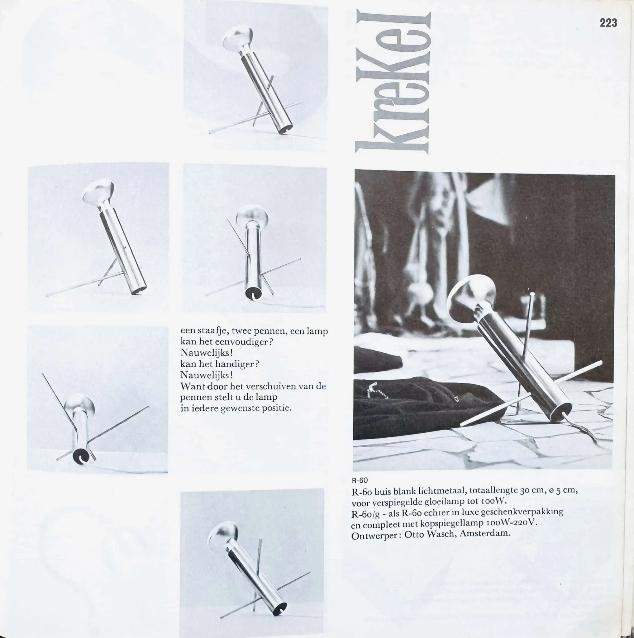 R-60 'Krekel' (Cricket) Table Lamp By Otto Wasch For Raak Amsterdam, The Netherlands, 1962