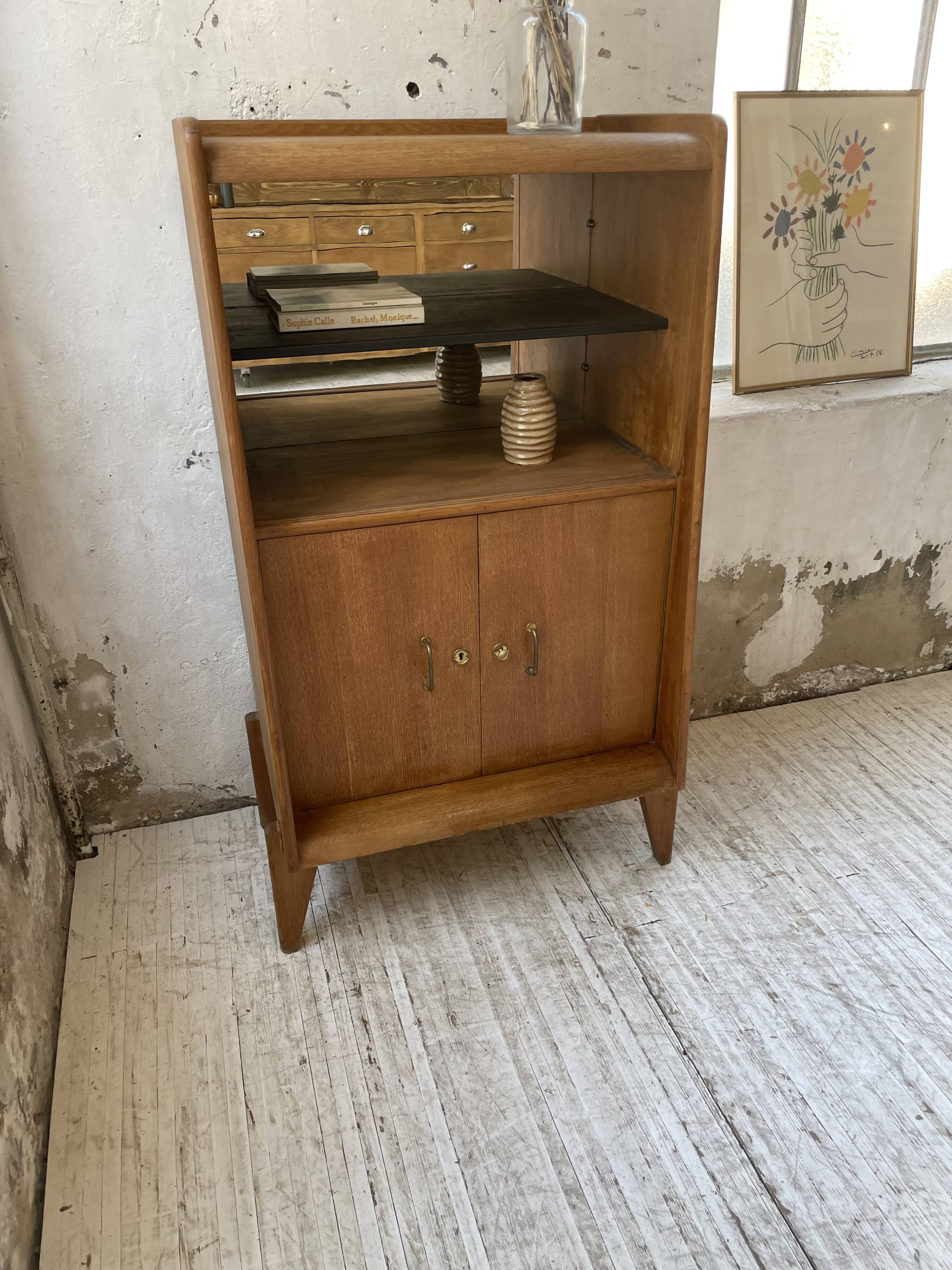 Meuble de rangement secrétaire chêne années 60