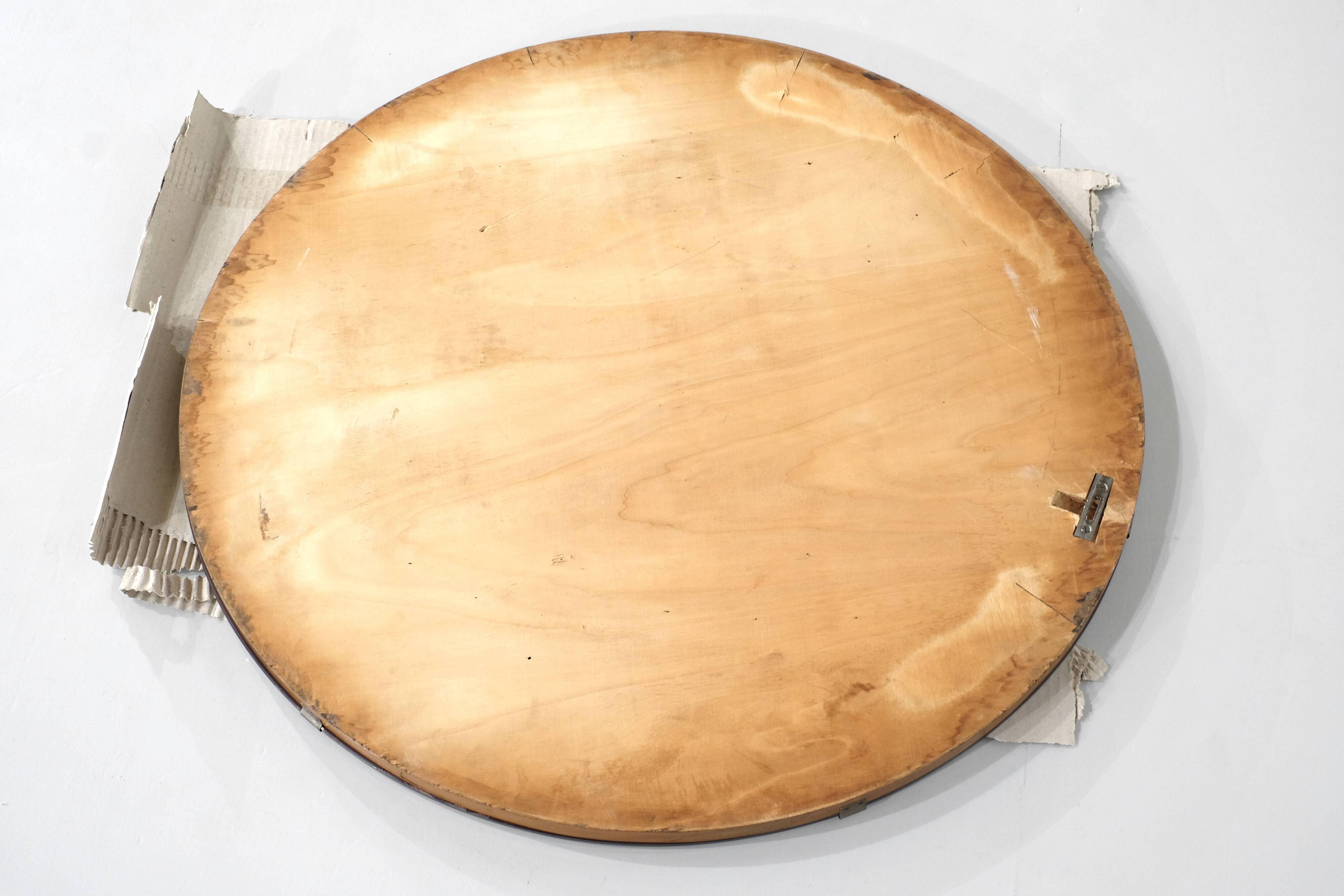 Large Vintage Mirror with silkscreen printing, from the 1950s.