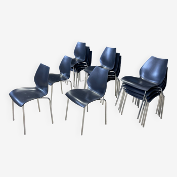 Lot de 15 chaises de salle à manger noires années 2000