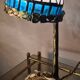 Petite lampe a la mante religieuse bronze, art nouveau, 32x15 verre style tiffany