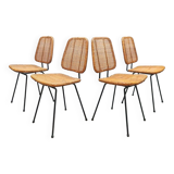 Vintage rare Dutch design rattan dinner chairs Dirk van Sliedregt