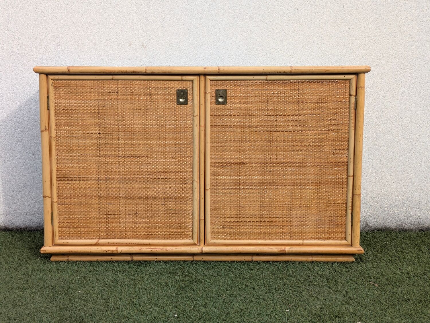 Low buffet / sideboard Dal Vera bamboo rattan vintage 1970s