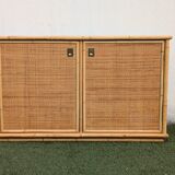 Low buffet / sideboard Dal Vera bamboo rattan vintage 1970s