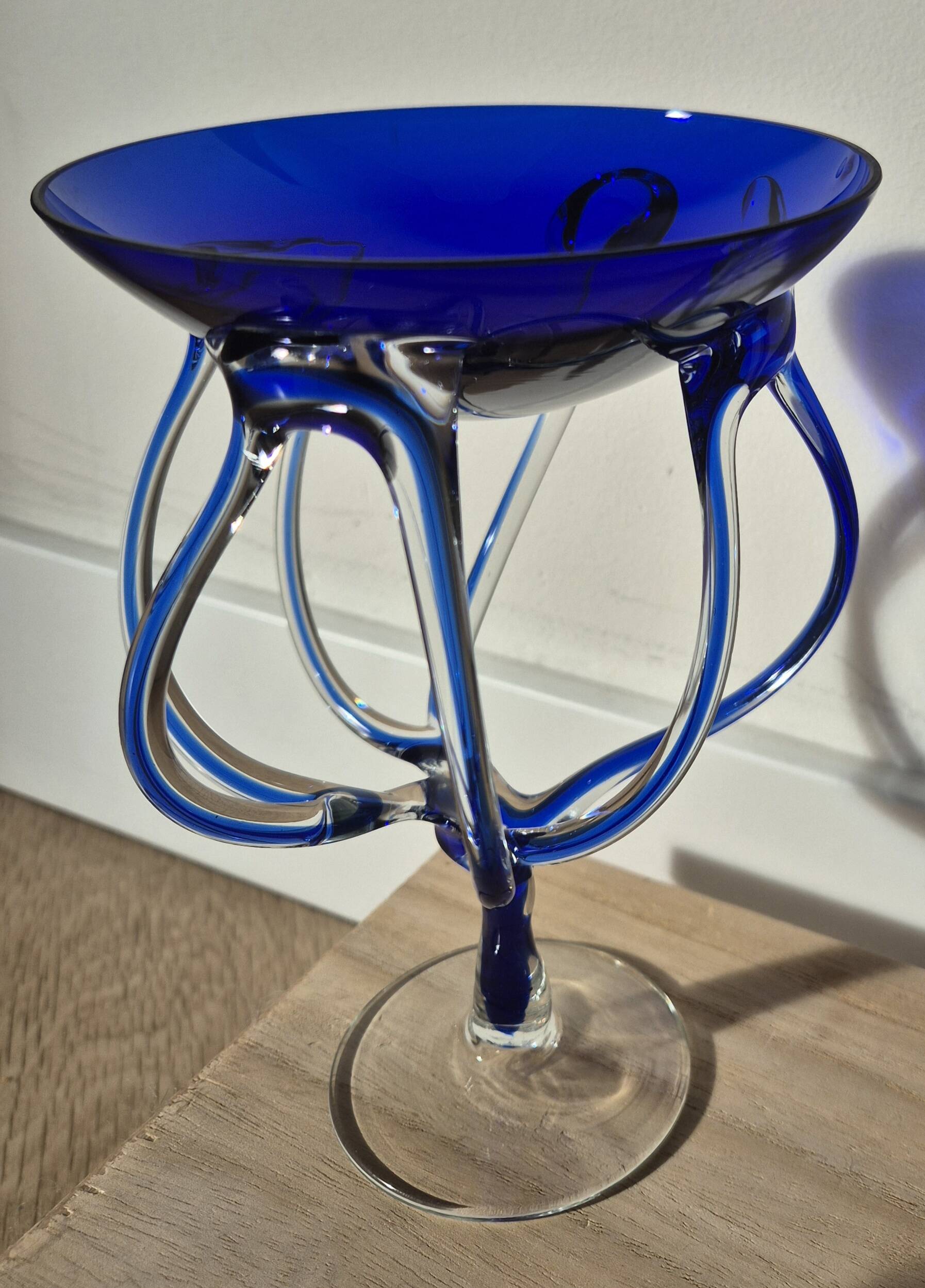 "Medusa" coupe in Jozefina Krosno style in blown glass – Cobalt Blue