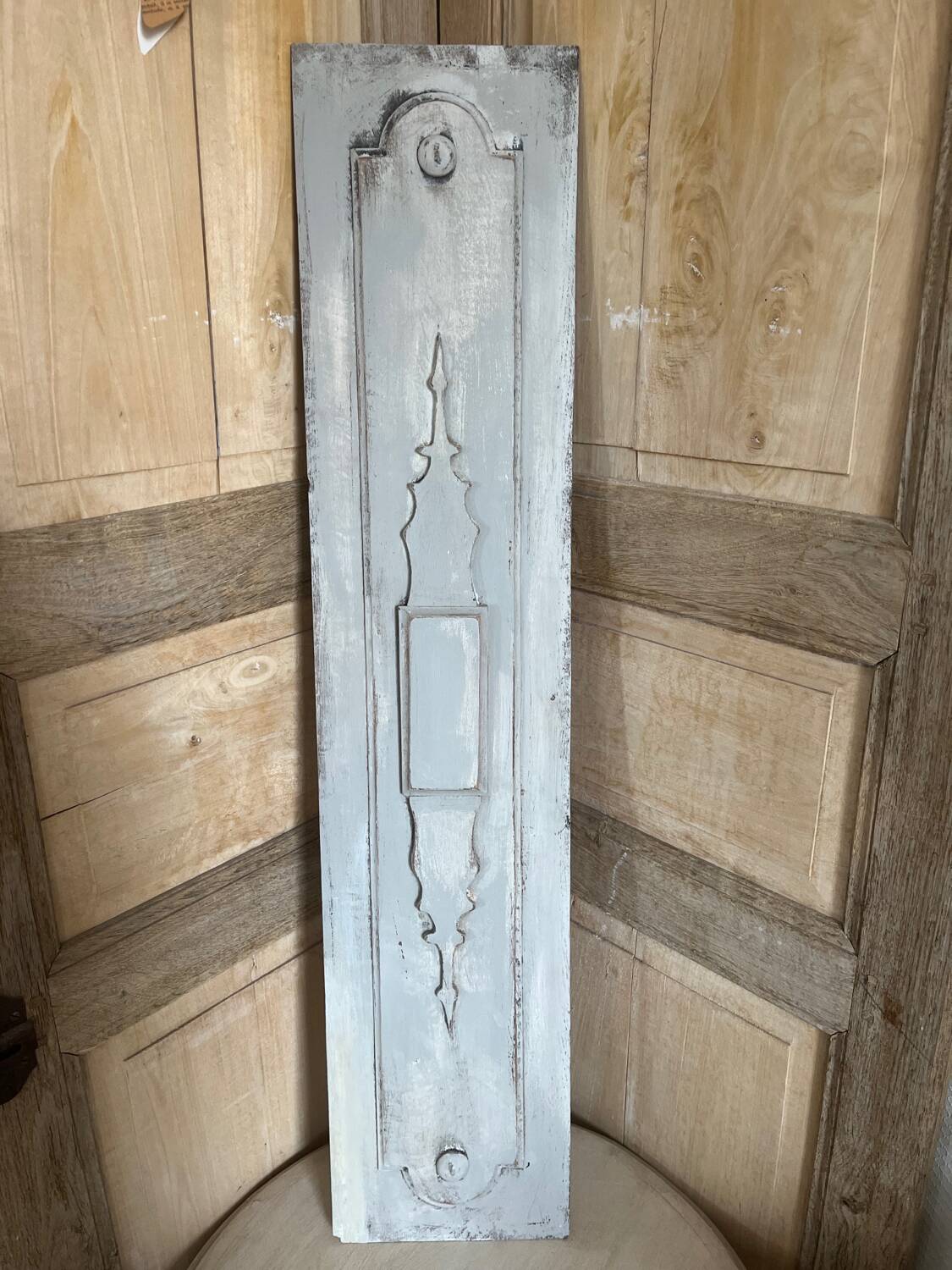 Old-fashioned patinated wooden pediment