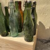 Lot 10 old bottles in blown glass deco bistro bar wine lemonade beer