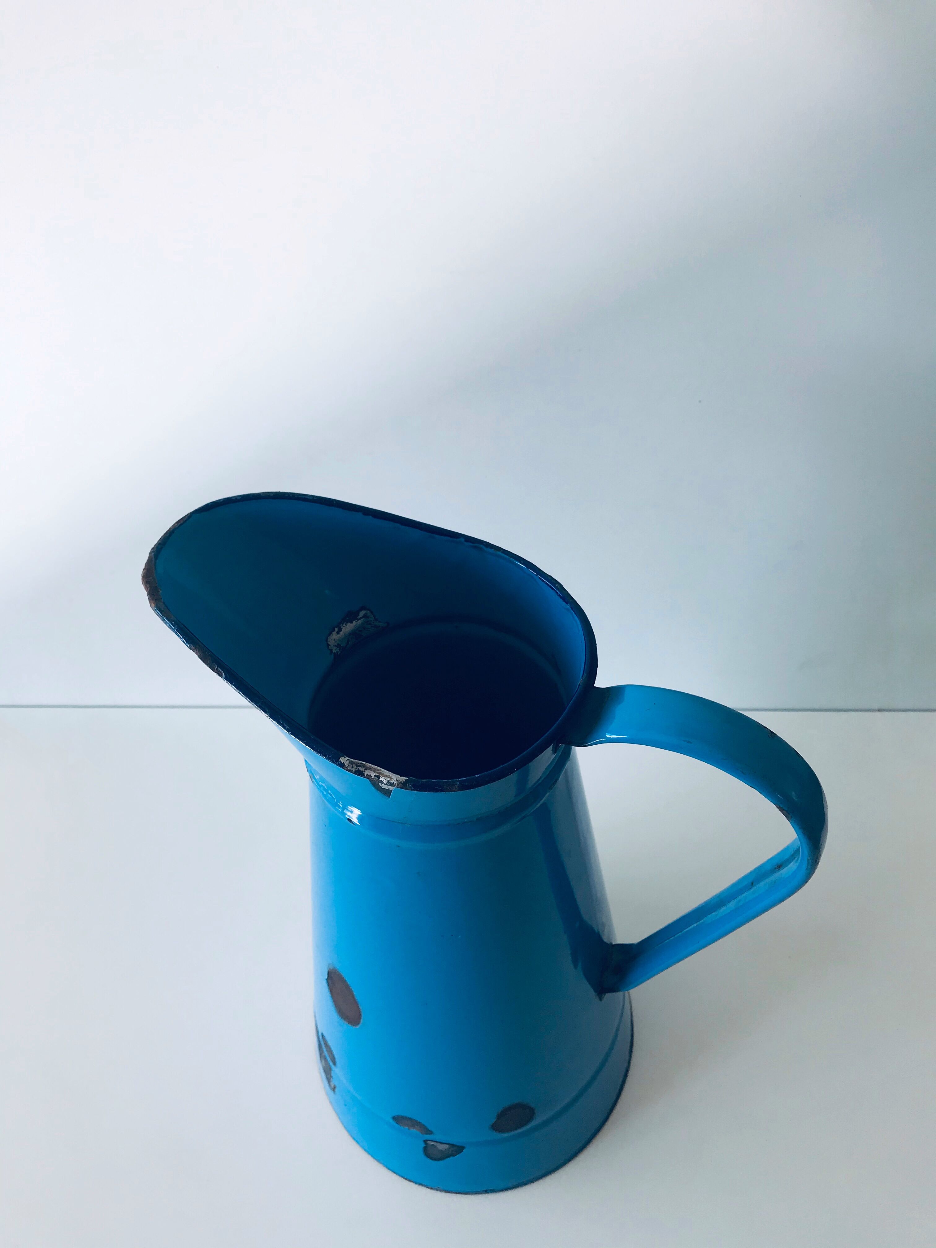 Old blue enamelled broc