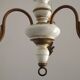 Vintage French 3-Light Chandelier White Wood & Bronzed Effect Metal