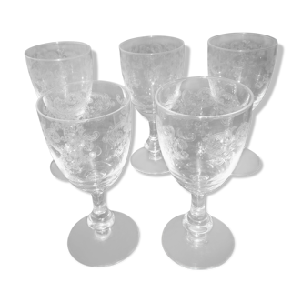 Suite of 5 glasses crystal wine