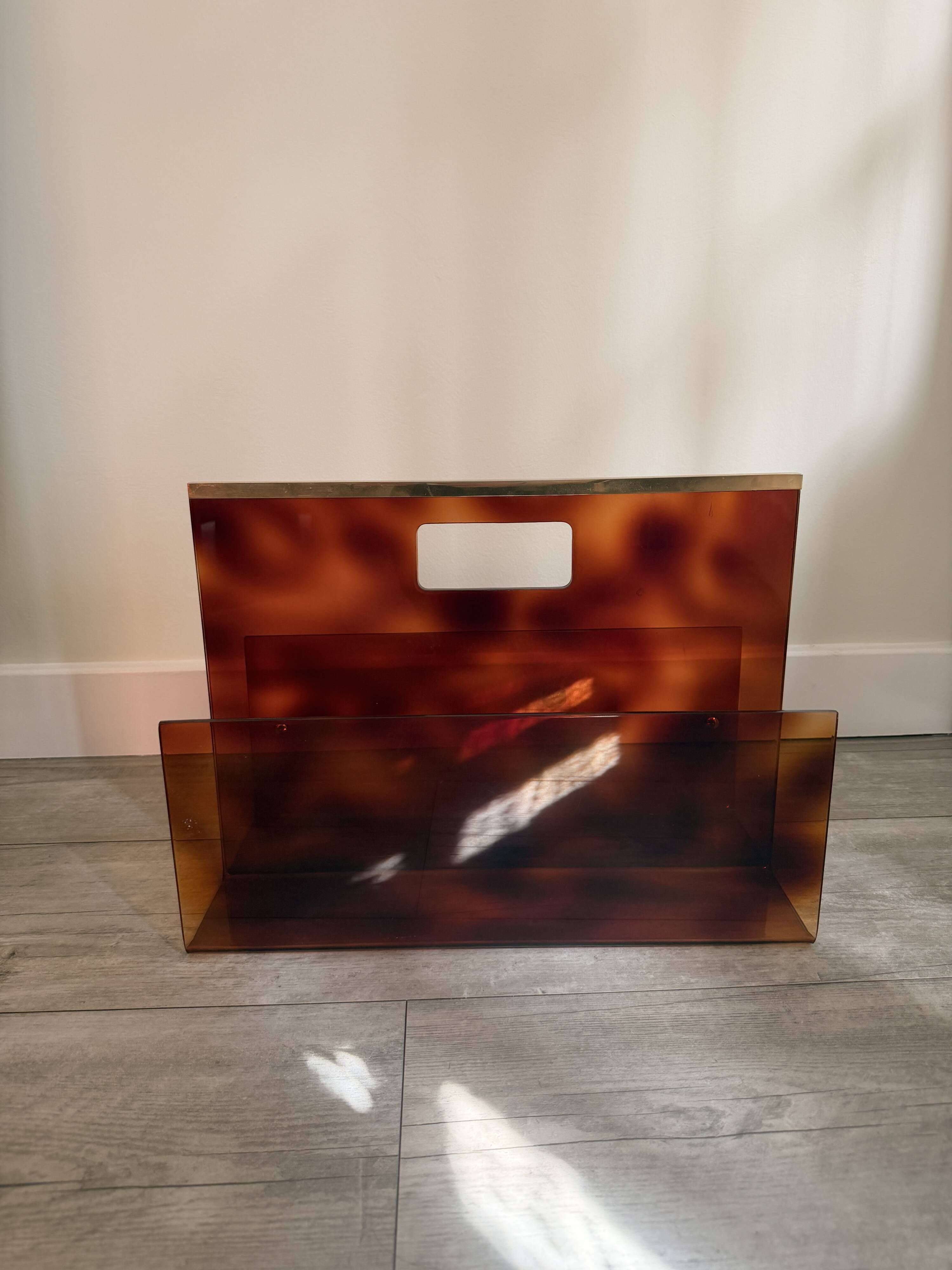 Duo Magazine Rack & Umbrella Stand "Tortoiseshell", Michel Dumas Style