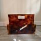Duo Magazine Rack & Umbrella Stand "Tortoiseshell", Michel Dumas Style