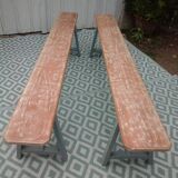 Pair of large wooden benches