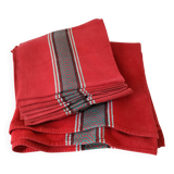 Vintage Basque set: square tablecloth & 7 napkins, 1960s