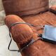 Pair 70s brown velvet armchairs