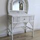 White rattan dressing table, shabby chic style, 1970s.