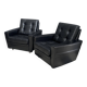 2 Black leather arm chairs 1960s on wheels