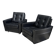2 Black leather arm chairs 1960s on wheels