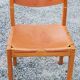 Pair of brutalist chairs in elm and stretched leather with saddle stitching Self publisher