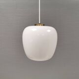 Hanging lamp in opal glass with brass top from Danish Fog&Mørup 1970s