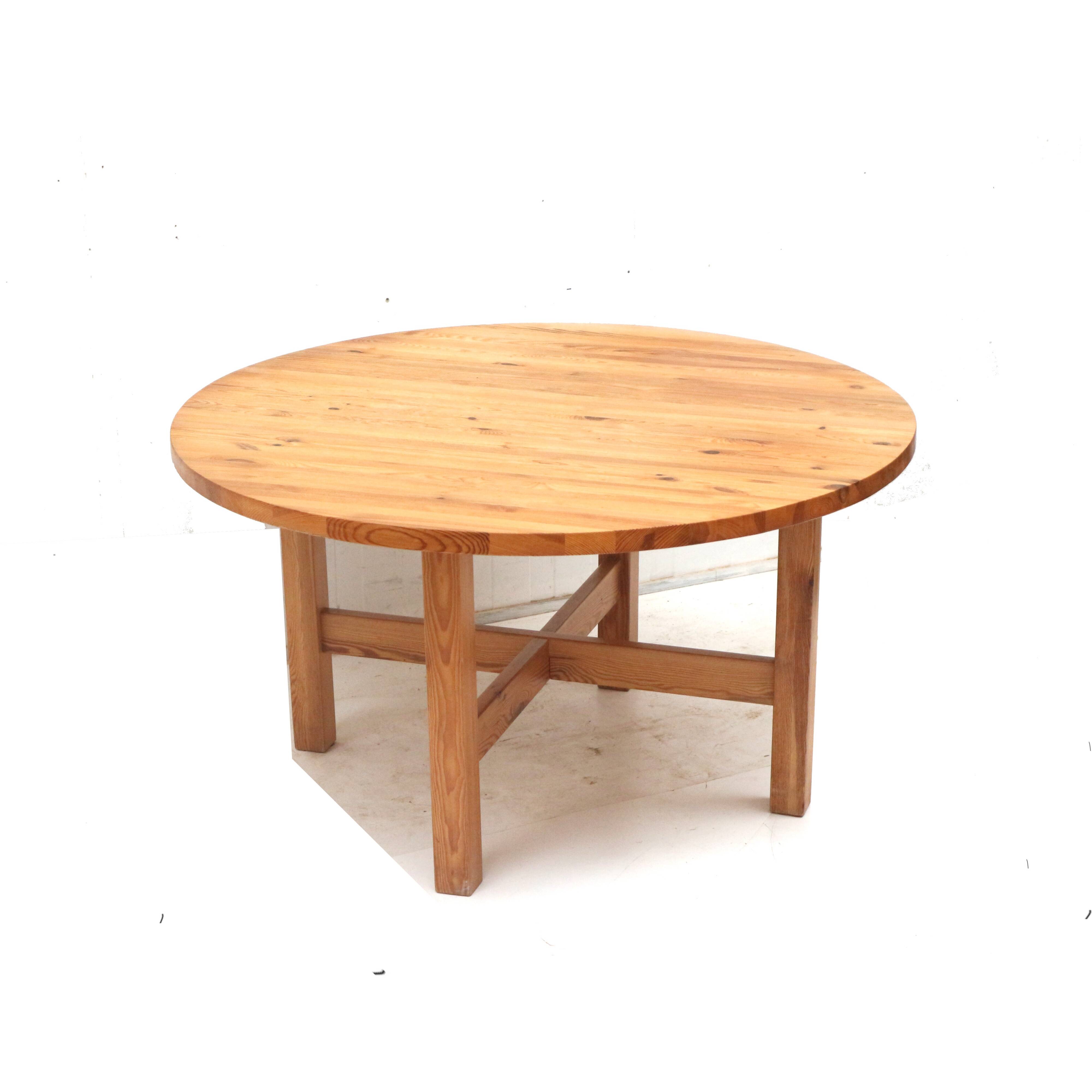 Table à manger ronde vintage en pin massif Norden d'Ikea des années 70