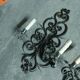 Two large wrought iron wall lights