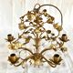 Italian golden metal chandelier with floral decoration, six lights, 1950s-60s.