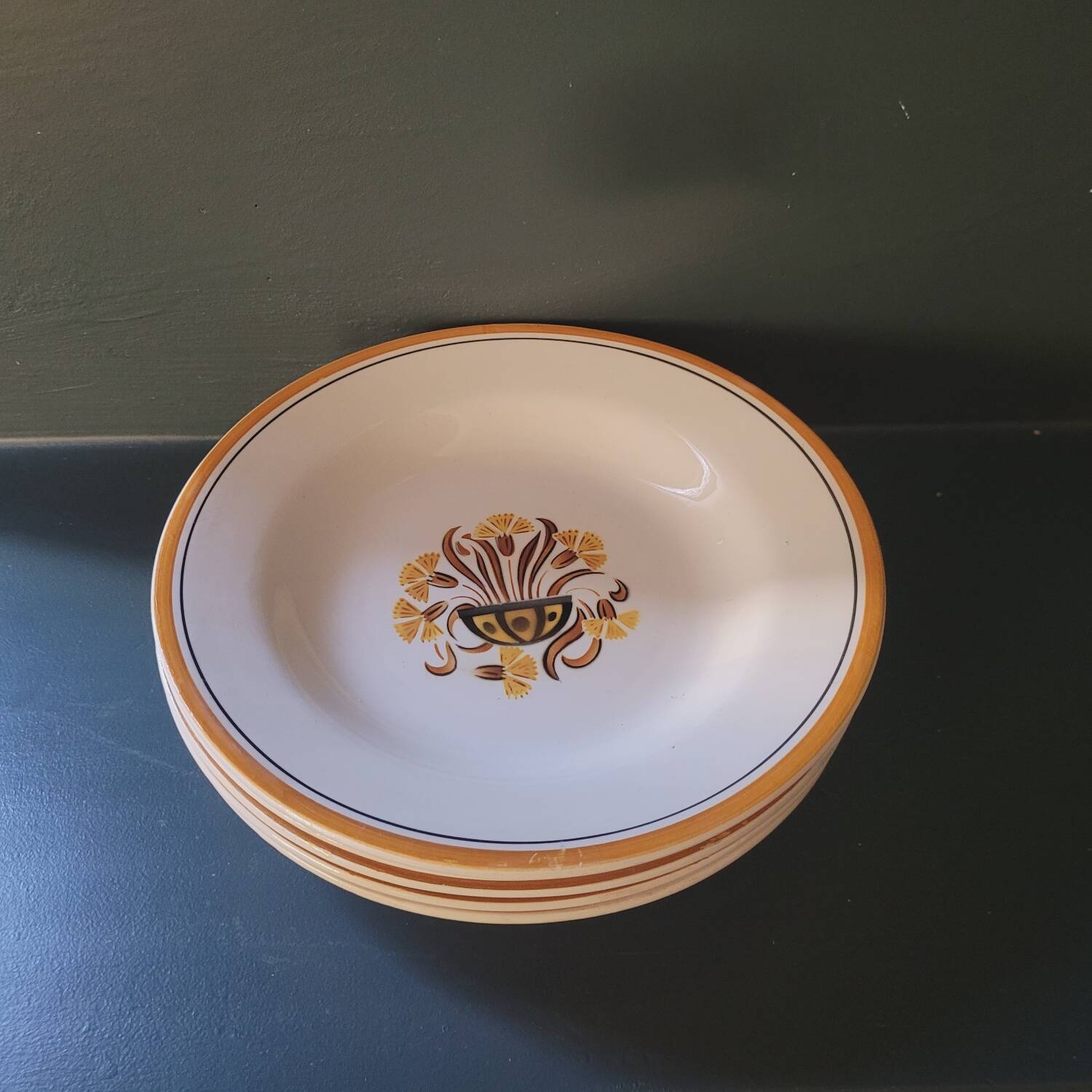 Creil and Montereau Art Deco soup plates