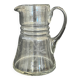 Ancienne carafe  pichet en verre soufflé  décor de feuilles ciselées 1940