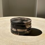 Set of 4 fossilized wooden coasters