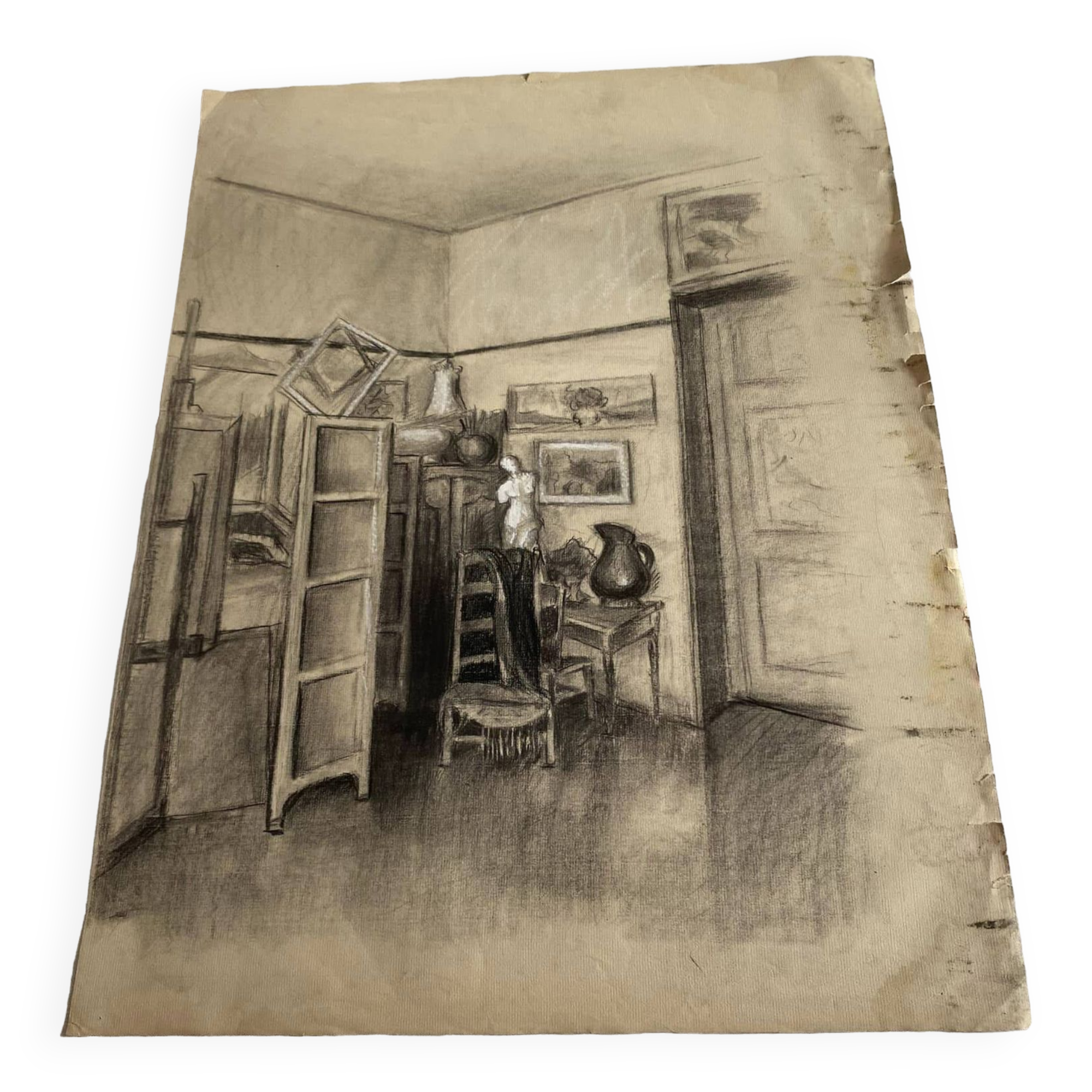 Drawing/sketch in charcoal and pastel on Ingres paper (Artist’s studio)