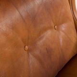 Fauteuil danois vintage en cuir de buffle, style Børge Mogensen, années 1960.