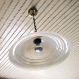 Suspension dome in satin and brass glass