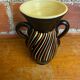 Vase with dwarf handles, black ceramic, vintage decor
