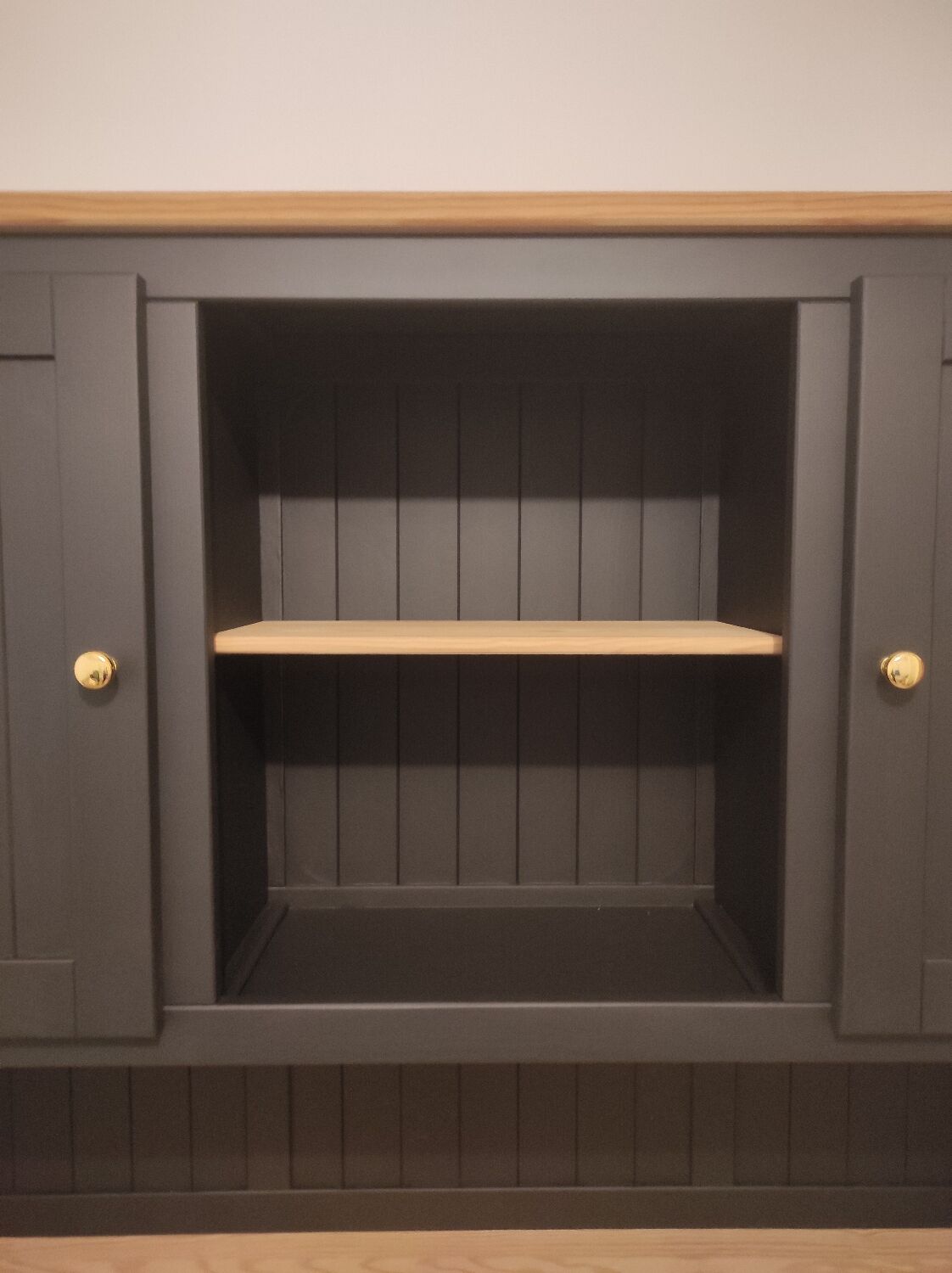 Black and wooden sideboard